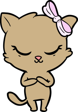 Bir insan tarafından çizilmiş sevimli çizgi film kedisi.