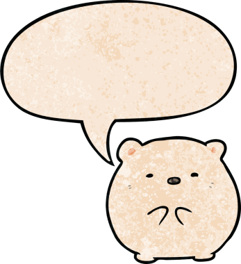 Bir insan tarafından çizilmiş eski moda konuşma baloncuklu şirin kutup ayısı.