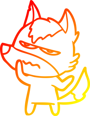 Bir insan tarafından çizilmiş kızgın bir kurdun sıcak çizgi çizimi.