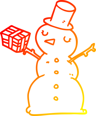 Bir insan tarafından çizilmiş bir kardan adamın sıcak çizgi çizimi