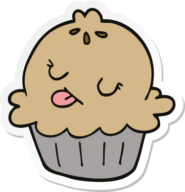 Bir insan tarafından çizilmiş şirin bir karikatür pastasının etiketi.