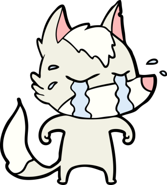 Bir insan tarafından çizilmiş ağlayan kurt çizgi filmi.