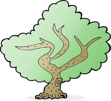 Bir insan tarafından çizilmiş çizgi film ağacı.