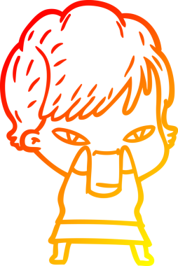 Bir insan tarafından çizilmiş mutlu bir kadının çizgi çizimi.