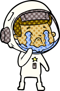 Bir insan tarafından çizilmiş ağlayan astronot çizgi filmi.