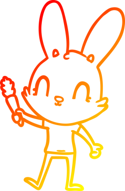 Bir insan tarafından çizilmiş havuçlu şirin bir tavşan çizimi.