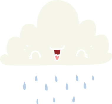 Bir insan tarafından çizilmiş düz renk çizgi film fırtına bulutu