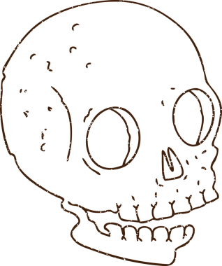 Ürkütücü Kafatası Kömürü Bir insan tarafından çizilmiş