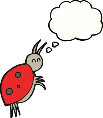 Bir insan tarafından çizilmiş serbest çizim baloncuk uğur böceği.