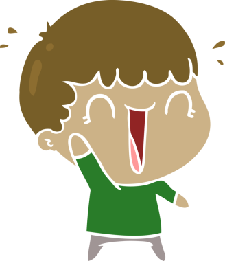 Bir insan tarafından çizilmiş düz renkli karikatür adam.