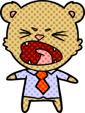 Bir insan tarafından çizilmiş kızgın çizgi film ayısı.