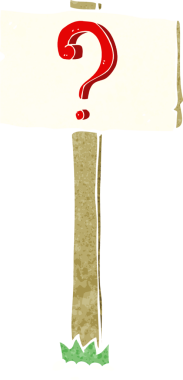 Bir insan tarafından çizilmiş soru işaretli çizgi film direği