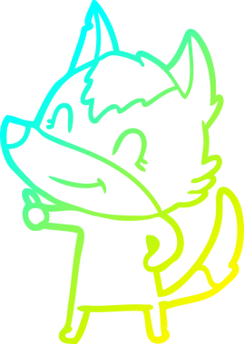 Bir insan tarafından çizilmiş dost canlısı bir kurt çizgi çizimi.