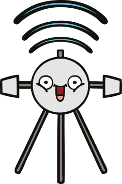 Bir insan tarafından çizilmiş sevimli bir uydu karikatürü.