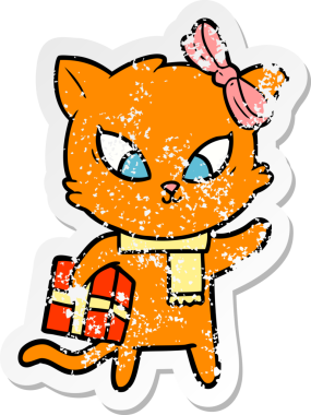 Bir insan tarafından çizilmiş karikatür bir kedinin sıkıntılı çıkartması.