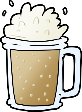 Bir insan tarafından çizilmiş yarım litre bira.