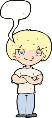 Bir insan tarafından çizilmiş konuşma balonu olan kendini beğenmiş bir adam.