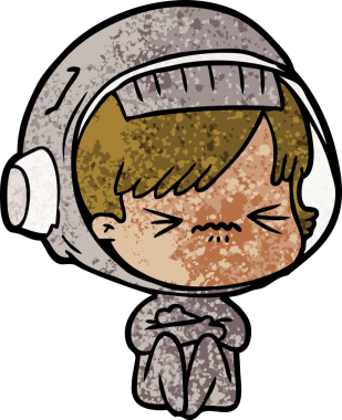 Bir insan tarafından çizilmiş astronot kadın.