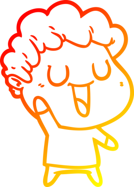 Bir insan tarafından çizilmiş gülen bir çizgi film karakterinin sıcak çizgi çizimi.