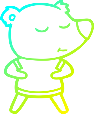 Bir insan tarafından çizilmiş mutlu bir kutup ayısının soğuk çizgi çizimi.