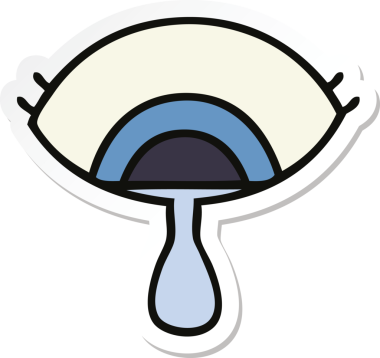 Bir insan tarafından çizilmiş ağlayan şirin bir çizgi filmin çıkartması.