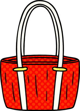 Bir insan tarafından çizilmiş kırmızı büyük bir çantanın karalaması.