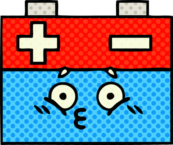 Bir insan tarafından çizilmiş bir araba aküsünün çizgi romanı.