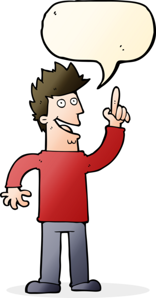 Bir insan tarafından çizilmiş konuşma baloncuğuyla harika bir fikri olan karikatürist.