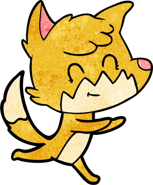 Bir insan tarafından çizilmiş çizgi film dostu tilki.