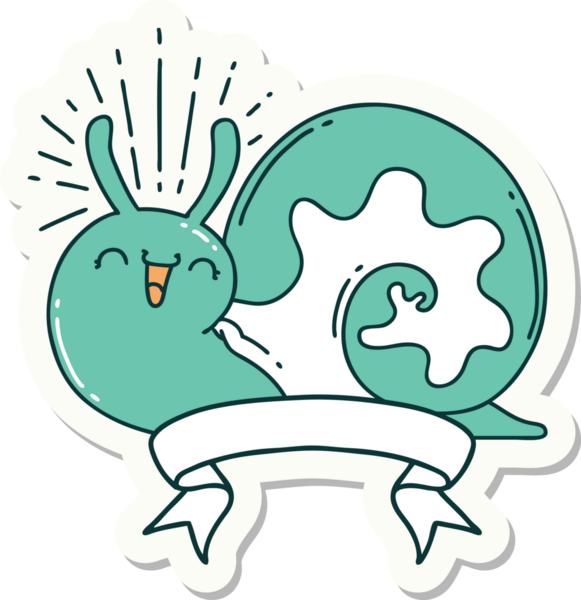 Bir insan tarafından çizilmiş mutlu salyangoz dövmesi stili.