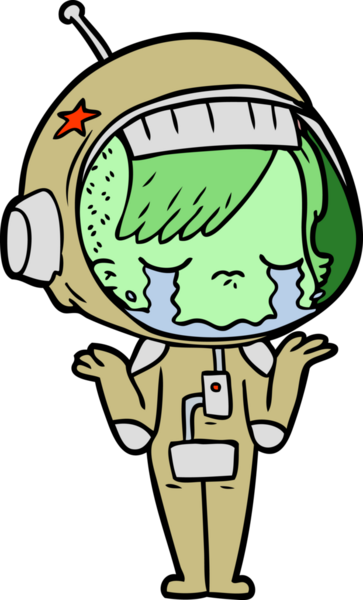 Bir insan tarafından çizilmiş ağlayan astronot kız.