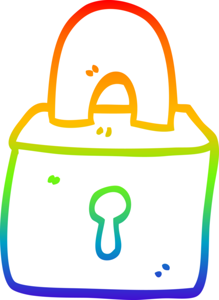 gökkuşağı gradyan çizgi çizimi bir insan tarafından çizilmiş kilitlenmiş asma kilit