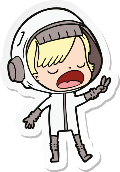 Bir insan tarafından çizilmiş barış işareti veren bir astronotun çıkartması.