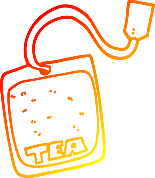 Bir insan tarafından çizilmiş bir çay poşetinin sıcak çizgi çizimi