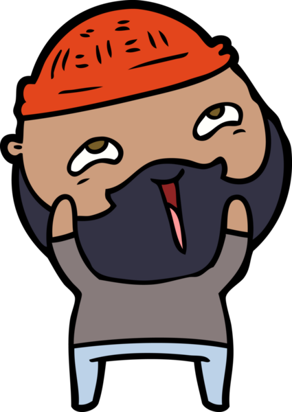 Bir insan tarafından çizilmiş mutlu sakallı bir adam.