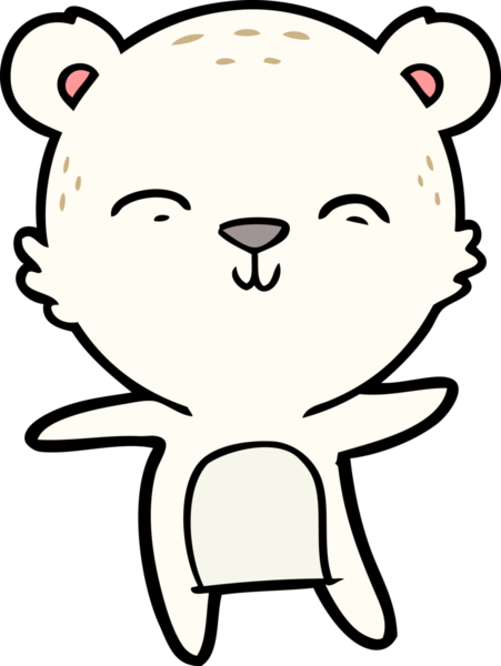 Bir insan tarafından çizilmiş mutlu kutup ayısı çizgi filmi.