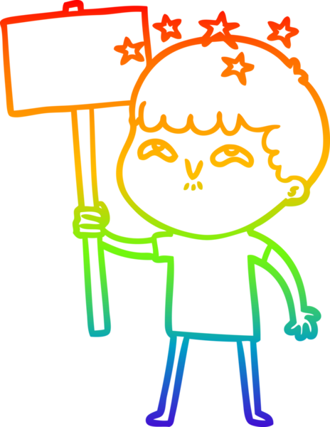 gökkuşağının gradyan çizimi bir çizgi film karakteri tarafından çizilmiş.