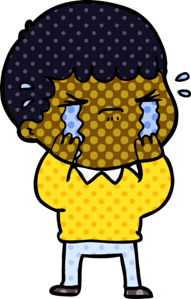 Bir insan tarafından çizilmiş ağlayan çizgi film adamı.