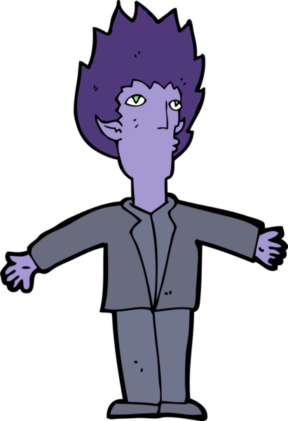 Bir insan tarafından çizilmiş bir vampir çizgi filmi.