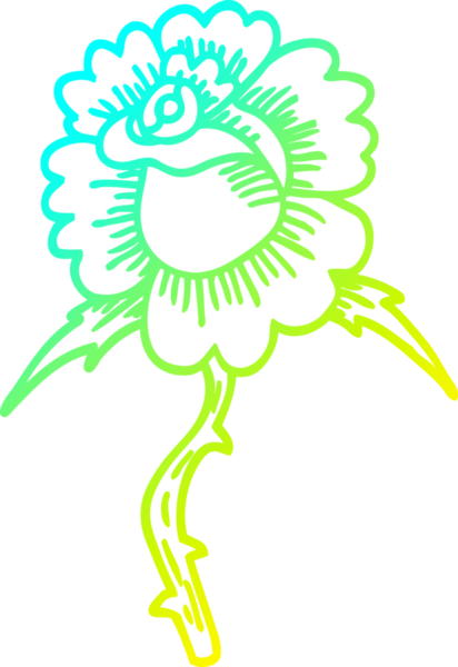 Bir insanın çizdiği gül dövmesi sembolünün soğuk gradyan çizgisi.