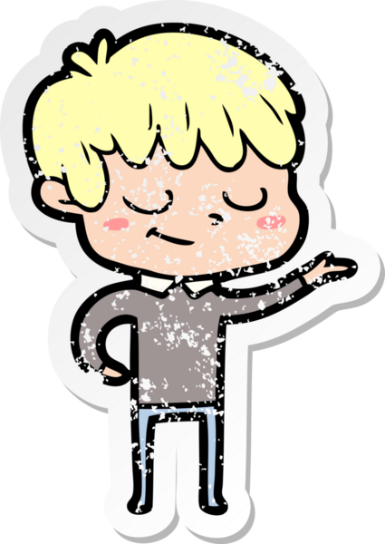 Bir insan tarafından çizilmiş mutlu bir çocuğun sıkıntılı çıkartması.