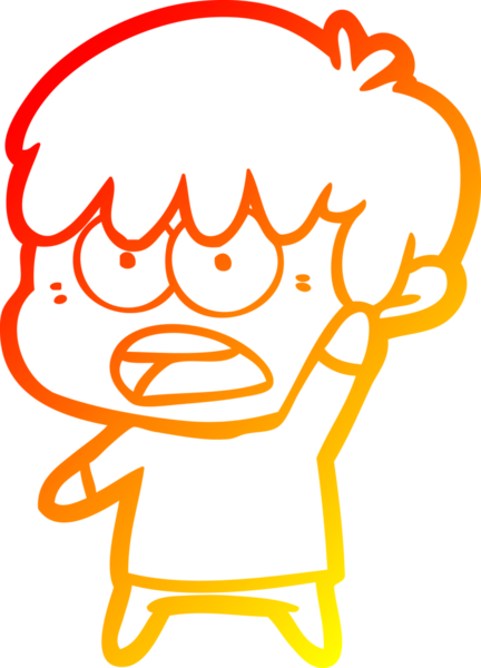 Bir insan tarafından çizilmiş endişeli bir çizgi film çocuğu çizimi.