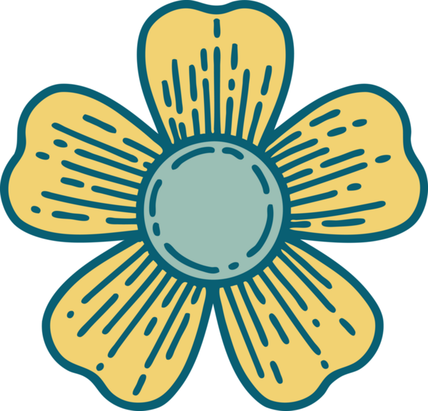 Bir insan tarafından çizilmiş bir çiçeğin ikonik dövme şekli