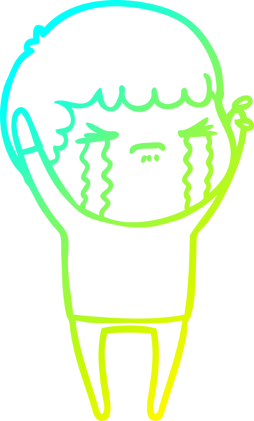 Bir insan tarafından çizilmiş ağlayan bir çizgi film karakteri çizimi.