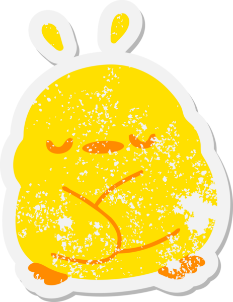 Bir insan tarafından çizilmiş şirin yavru kuş grunge etiketi.