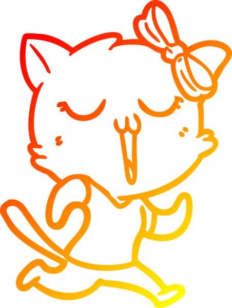 Bir insan tarafından çizilmiş çizgi film kedisinin sıcak çizgi çizimi