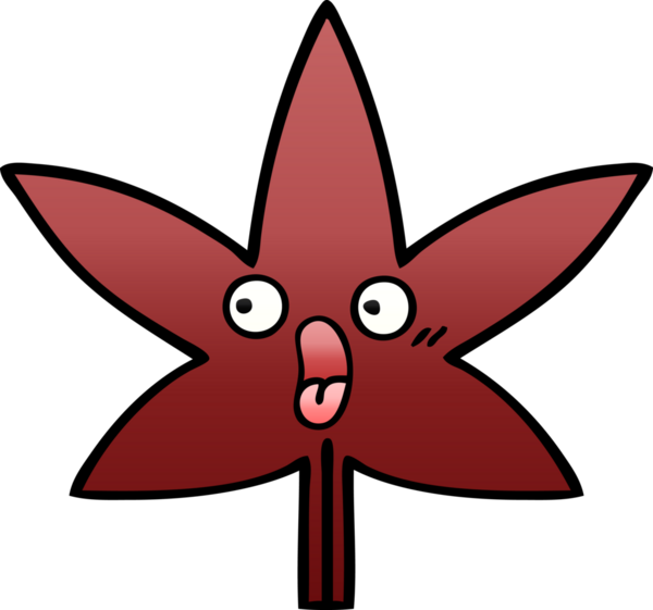 Bir insan tarafından çizilen güz yaprağının gölgelenmiş karikatürü