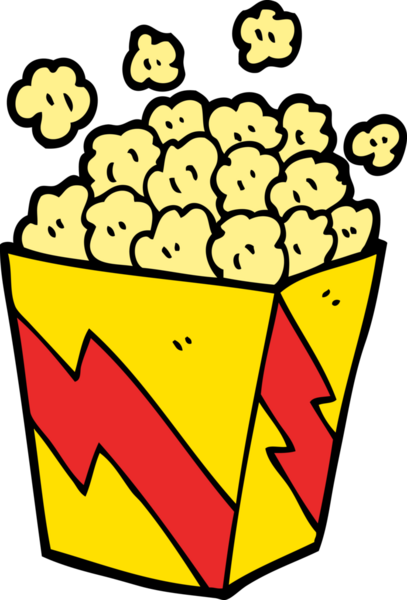 Bir insan tarafından çizilmiş çizgi film patlamış mısırı.