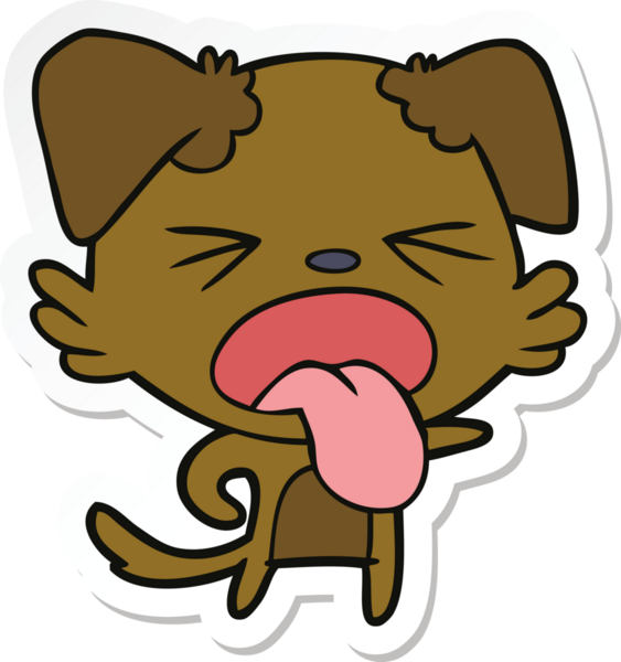 Bir insan tarafından çizilmiş tiksindirici bir köpeğin çıkartması.