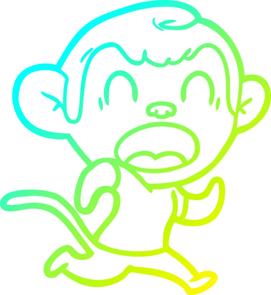 Bir insan tarafından çizilmiş bağıran çizgi film maymunu çizimi.